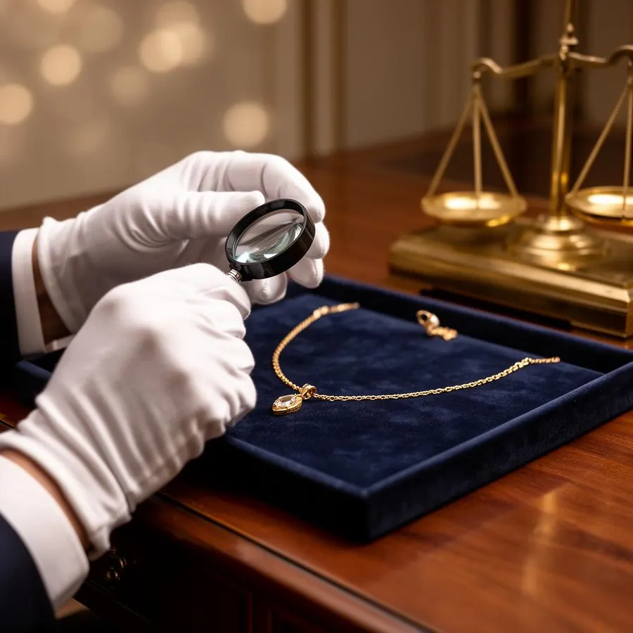 Expert taxeert gouden ketting met loep en weegschaal in Nijmegen